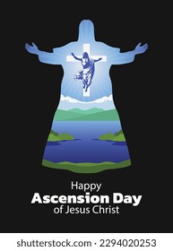 vector silhouette illustration celebrating Ascension Day of Jesus Christ