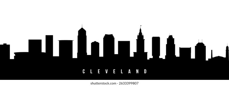 Vector silhouette illustration of Cleveland City urban skyline. Modern minimalist cityscape graphic, perfect for travel, banners or backgrounds.