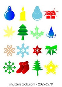Vector silhouette illustration of colorful christmas items