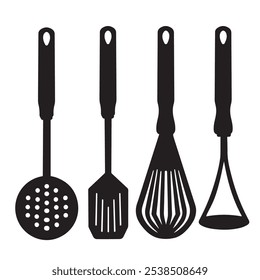 vector silhouette illustration of cooking tools in the kitchen with a minimalist and simple concept