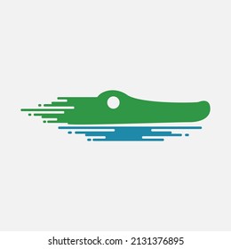 Vector silhouette illustration of a crocodile coming out of the water