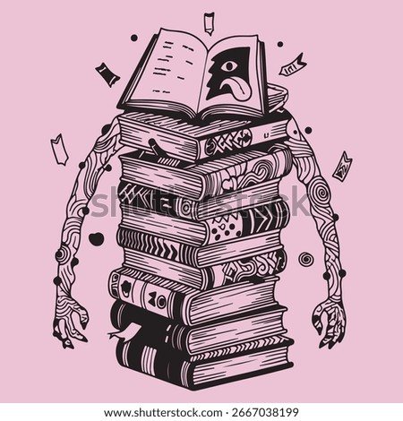 Vector silhouette illustration design of a book cartoon