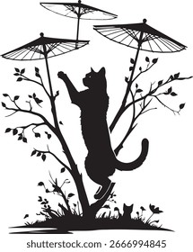 Diseño de la ilustración de la silueta del Vector de un gato 
