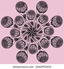 Projeto de ilustração de silhueta de vetor de uma mandala 