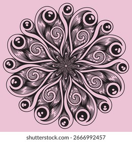 Vector silhouette illustration design of a mandala 