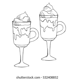 vector silhouette illustration of glasses drink with cream