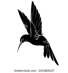Vector silhouette illustration of hummingbird. Logo design on the theme humming bird