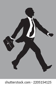 Vector silhouette illustration of hurrying businessman