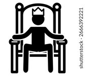 Vector silhouette illustration or icon of a king sitting on a throne
