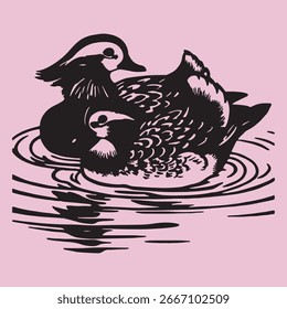 Imagen de la ilustración de la silueta del Vector de un pato