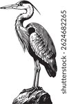 vector silhouette illustration image of a heron icon design