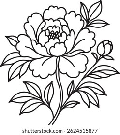 Vector silhouette illustration image of a red rose flower icon