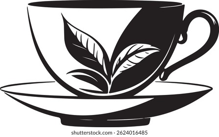 Vector silhouette illustration image of a teacup design 