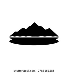 Vector silhouette illustration of a lake scene representing a peaceful natural landscape, isolated on a white background. Suitable for landscape design resources, peaceful nature guides, scenic illustration projects, and outdoor tranquil graphic materials.