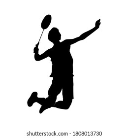 
Vector silhouette illustration of a man doing a smash. Perfect for sports products, badminton related products etc.