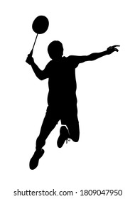 Vector silhouette illustration of a man doing smash. Perfect for sports products, badminton related products