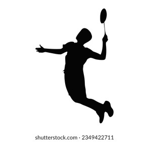 Vector silhouette illustration of a man doing smash.