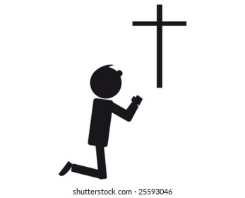 Vector silhouette illustration of a men praying