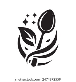 
Vector silhouette of illustration and metal spoon