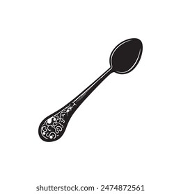 
Vector silhouette of illustration and metal spoon