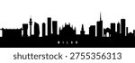 Vector silhouette illustration of Milan city urban skyline. Modern minimalist cityscape graphic, perfect for travel, banners or backgrounds.