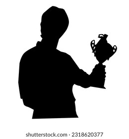 Vector silhouette illustration of a person getting a trophy