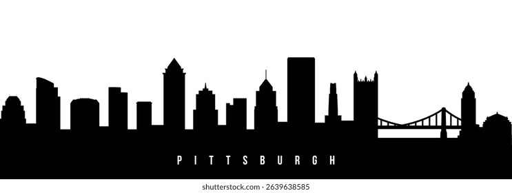 Vector silhouette illustration of Pittsburgh City urban skyline. Modern minimalist cityscape graphic, perfect for travel, banners or backgrounds.