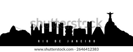 Vector silhouette illustration of Rio de Janeiro City urban skyline. Modern minimalist cityscape graphic, perfect for travel, banners or backgrounds.