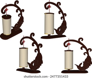 Vector silhouette illustration sketch of classic traditional vintage ethnic table lamp design