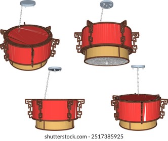 Vector silhouette illustration sketch of classic Chinese traditional vintage ethnic decorative chandelier design