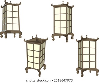 Vector silhouette illustration sketch design drawing of classic traditional vintage ethnic lantern table lamp