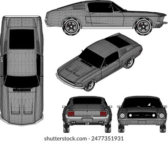 Vector silhouette illustration sketch, detailed design of a cool, flat Turno NOS racing sports car belonging to crazy rich and young entrepreneurs 