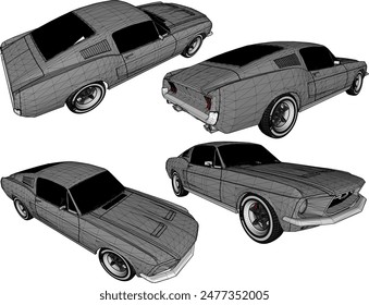 Vector silhouette illustration sketch, detailed design of a cool, flat Turno NOS racing sports car belonging to crazy rich and young entrepreneurs 