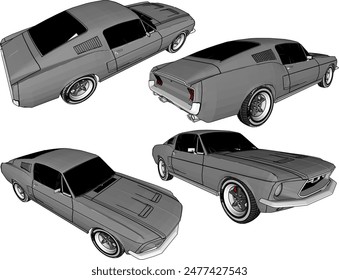 Vector silhouette illustration sketch, detailed design of a cool, flat Turno NOS racing sports car belonging to crazy rich and young entrepreneurs