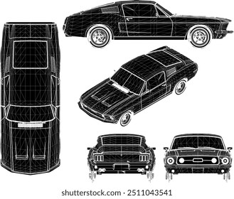 Esquema de ilustração de silhueta de vetor, projeto detalhado de um legal, plano Turno NOS carro esporte de corrida pertencente a empresários ricos e jovens loucos