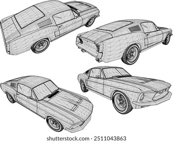 Esquema de ilustração de silhueta de vetor, projeto detalhado de um legal, plano Turno NOS carro esporte de corrida pertencente a empresários ricos e jovens loucos