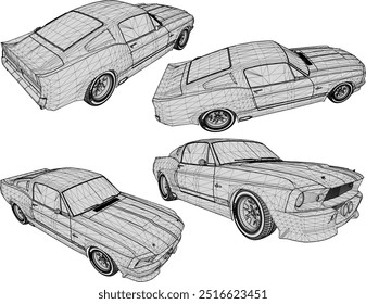 Esquema de ilustração de silhueta de vetor, projeto detalhado de um legal, plano Turno NOS carro esporte de corrida pertencente a empresários ricos e jovens loucos