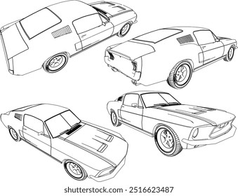 Esquema de ilustração de silhueta de vetor, projeto detalhado de um legal, plano Turno NOS carro esporte de corrida pertencente a empresários ricos e jovens loucos