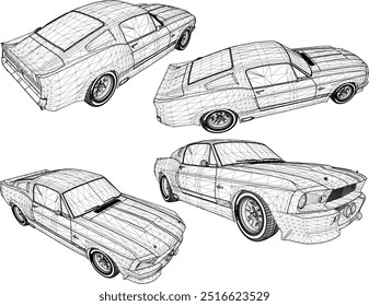 Esquema de ilustração de silhueta de vetor, projeto detalhado de um legal, plano Turno NOS carro esporte de corrida pertencente a empresários ricos e jovens loucos