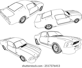 Esquema de ilustração de silhueta de vetor, projeto detalhado de um legal, plano Turno NOS carro esporte de corrida pertencente a empresários ricos e jovens loucos