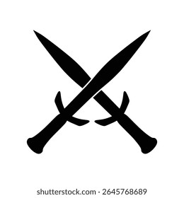 Vector silhouette illustration of two crossed medieval swords