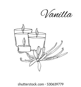 vector silhouette  illustration vanilla flower candles