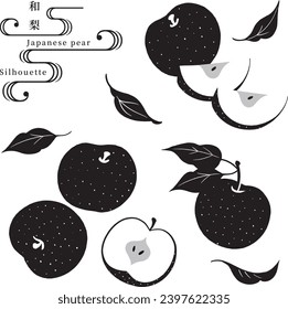 Vector silhouette illustration of various Japanese pears