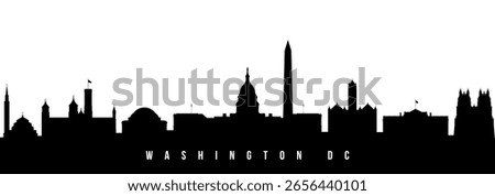 Vector silhouette illustration of Washington DC City urban skyline. Modern minimalist cityscape graphic, perfect for travel, banners or backgrounds.
