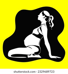 Vector silhouette illustration of yoga pose for pregnant. International yoga day.