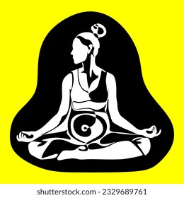 Ilustración vectorial de silueta de yoga para embarazadas. Día internacional del yoga.