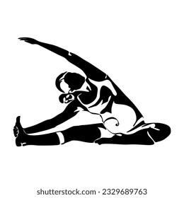 Vector silhouette illustration of yoga pose for pregnant. International yoga day.