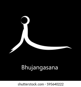 Vector Silhouette Illustration of yoga position - Cobra Pose, Bhujangasana. Graphic design or logo element for spa center, studio, class, center, poster.