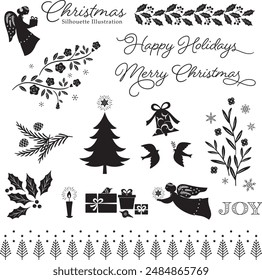 Ilustraciones de silueta de Vector de materiales de Navidad