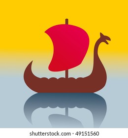 vector silhouette image of an ancient Viking ship parusnog